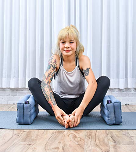 Leewadee Bloque de Yoga pequeño – Cojín Alargado para Pilates y meditación, cojín para el Suelo Hecho de kapok Natural, 35 x 18 x 12 cm, Antracita