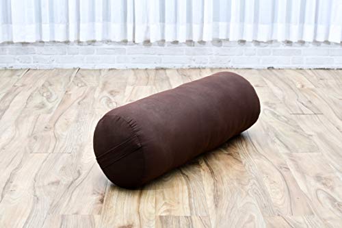 Leewadee Set de 2 Yoga bolsters Grandes – Almohadas tailandesas de kapok Natural, Cojines alargados para Pilates, 65 x 25 x 25 cm, Set de 2, marrón