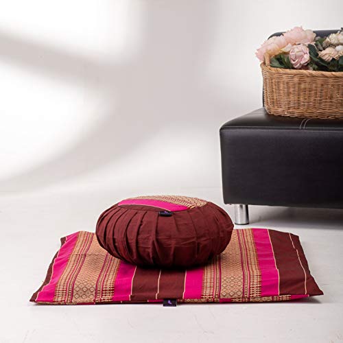 Leewadee Set de meditación con Funda – Cojín Zafu y colchoneta Zabuton de meditación y Yoga, Asiento tailandés de kapok Natural, Set de 2, castaño Rosado Leewadee Set de meditación con Funda – Cojín Zafu y colchoneta Zabuton de meditación y Yoga, Asiento tailandés de kapok Natural, Set de 2, castaño Rosado