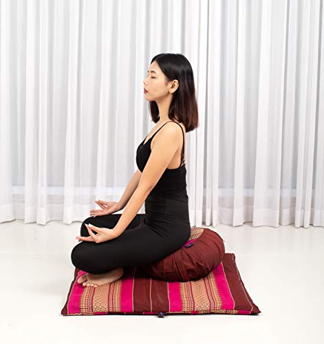 Leewadee Set de meditación con Funda – Cojín Zafu y colchoneta Zabuton de meditación y Yoga, Asiento tailandés de kapok Natural, Set de 2, castaño Rosado Leewadee Set de meditación con Funda – Cojín Zafu y colchoneta Zabuton de meditación y Yoga, Asiento tailandés de kapok Natural, Set de 2, castaño Rosado