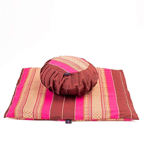 Leewadee Set de meditación con Funda – Cojín Zafu y colchoneta Zabuton de meditación y Yoga, Asiento tailandés de kapok Natural, Set de 2, castaño Rosado Leewadee Set de meditación con Funda – Cojín Zafu y colchoneta Zabuton de meditación y Yoga, Asiento tailandés de kapok Natural, Set de 2, castaño Rosado