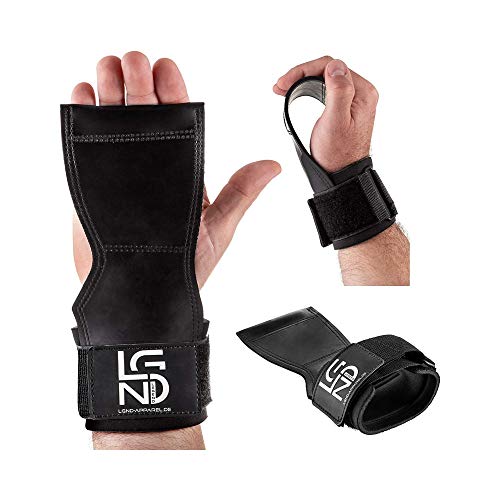 Legend Correas de Levantamiento - Vendaje de muñeca - Grippad-Cobra para Fisicoculturismo, Fitness, Crossfit, Musculación, Powerlifting - Mejor Agarre - Protección de la Palma de la Mano