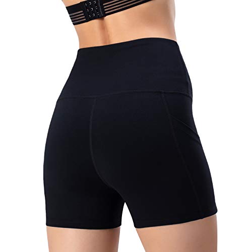 Leggings de yoga para mujer, talle alto, bolsillos para efecto faja, pantalones de entrenamiento, pantalones informales, Mujer, Pantaloni cropped, negro, small