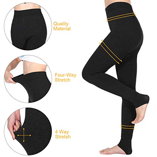 Leggings Mujer, Aiglam Leggings Térmicos Mujer Con Talla Extra Forro Polar Grueso, Leggins Cintura Alta Pantalones Mallas Invierno (Negro）