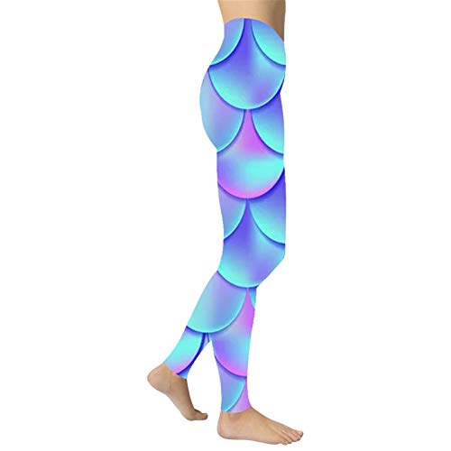 Leggins Mujer Fitness Mallas Gimnasio Pilates, Entrenamiento de la escala de pescados imprime flexión de la energía polainas atractivas de las mujeres Classic Running Pilates Yoga Medias flacas pantal