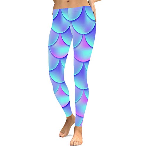 Leggins Mujer Fitness Mallas Gimnasio Pilates, Entrenamiento de la escala de pescados imprime flexión de la energía polainas atractivas de las mujeres Classic Running Pilates Yoga Medias flacas pantal