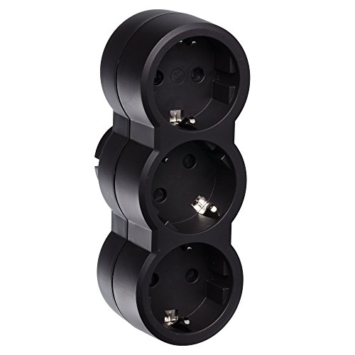 Legrand 50512 Adaptador Enchufe, Triple, Frontal, Negro Legrand 50512 Adaptador Enchufe, Triple, Frontal, Negro