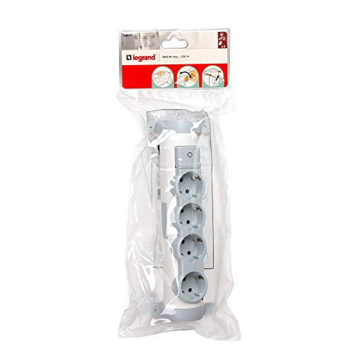 Legrand 694629 Regleta Enchufes con 3 Cable, Blanco, 4 Tomas Legrand 694629 Regleta Enchufes con 3 Cable, Blanco, 4 Tomas