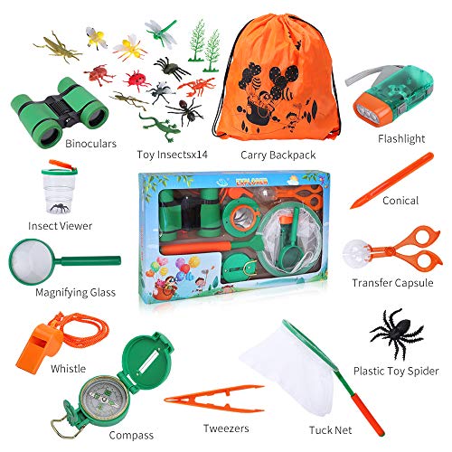 Lehoo Castle Kit de Explorador para Niños, Set de Juguetes al Aire Libre 26 Piezas, Kit Aventura con Binoculares Lupa para Acampada y Senderismo
