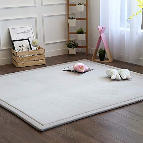 LEHOUR Engrosamiento Coral Terciopelo Alfombra Manta de rastreo para niños Alfombras Suaves de Tatami Antideslizante para niños Enlarge Play Mat (Gris, 150 * 200CM)