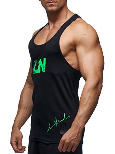 Leif Nelson Camiseta del Deporte Gimnasio Fitness Los Hombres de la Camiseta LN-6205 Verde Negro X-Large