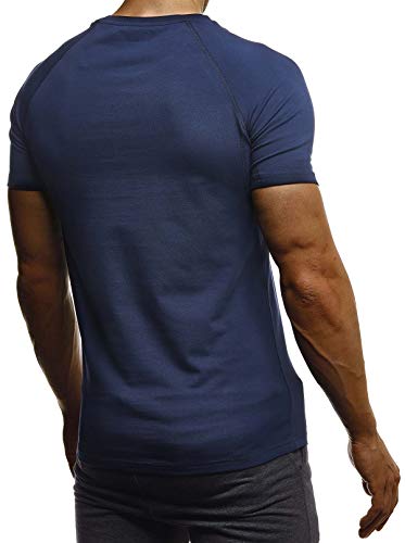 Leif Nelson Camiseta para Hombre con Cuello Redondo de Gimnasia Ropa de Deporte LN-06279 Oscuro Azul Turquesa Medium