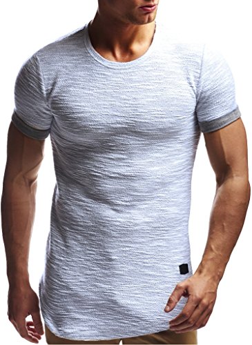 Leif Nelson Camiseta para Hombre con Cuello Redondo LN-6324 Gris Large