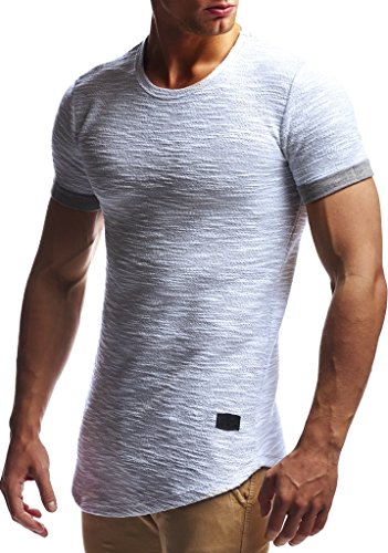 Leif Nelson Camiseta para Hombre con Cuello Redondo LN-6324 Gris Large