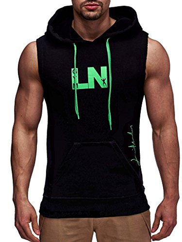 Leif Nelson Sudadera con Capucha de los Hombres de Gimnasia Ropa de Deporte LN-06260 Verde Negro Medium Leif Nelson Sudadera con Capucha de los Hombres de Gimnasia Ropa de Deporte LN-06260 Verde Negro Medium