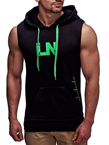 Leif Nelson Sudadera con Capucha de los Hombres de Gimnasia Ropa de Deporte LN-06260 Verde Negro Medium Leif Nelson Sudadera con Capucha de los Hombres de Gimnasia Ropa de Deporte LN-06260 Verde Negro Medium