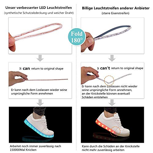 LeKuni Unisex LED Zapatillas （7 Colores ） Low Top Niños USB Carga Zapatos Sneakers Zapatos Luminiosos(Blanco,33)