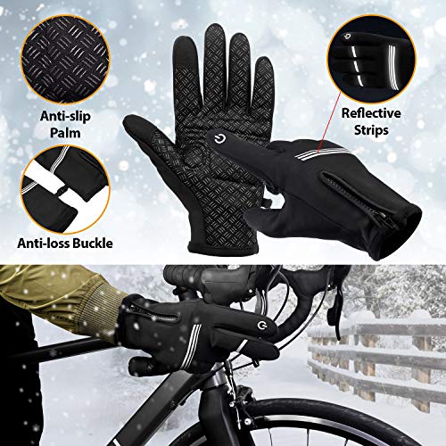 LEMEGO Guantes Ciclismo Invierno Otoño Guantes MTB Moto Bici Running Hombre Mujer Antideslizante Pantalla Táctil a Prueba de Viento Impermeable para Bicicleta Carrera jardineria Senderismo Acampada