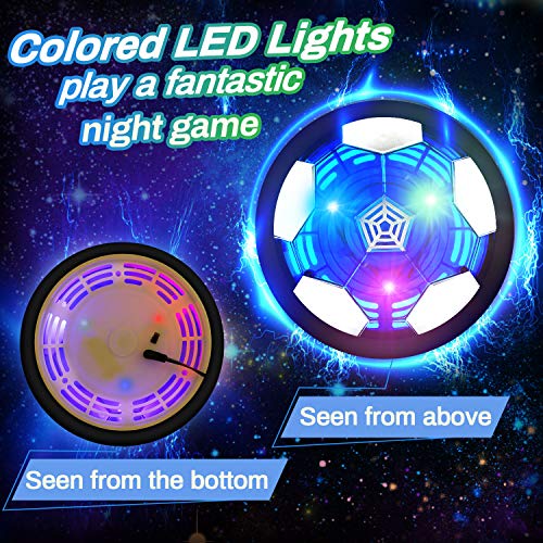 lenbest Air Football, Air Hover Ball Soccer, Juguetes Aire Fútbol con LED, Niños Air Power Soccer Juguetes Divertido para Interiores y Exteriores con Parachoques de Espuma Suave, Luces LED y Silbato