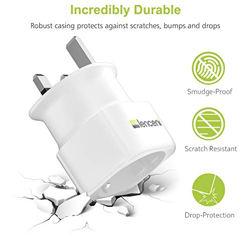 LENCENT 2X Adaptador Enchufe Ingles UK Inglaterra Adaptador de Viaje, Español 2-Pin Europa a 3-Pin Reino Unido RU para Irlanda Escocia Britanico Maldivas Gran Bretaña (Tipo G) LENCENT 2X Adaptador Enchufe Ingles UK Inglaterra Adaptador de Viaje, Español 2-Pin Europa a 3-Pin Reino Unido RU para Irlanda Escocia Britanico Maldivas Gran Bretaña (Tipo G)