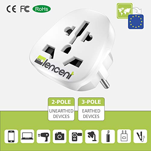 LENCENT 2x Adaptador Enchufe UK/Ingles/Reino Unido/US/Americano/Australia/Cina/Chino/China/Japonés/Suiza y así a Europeo Españal UE Schuko Universal Adapter Corriente de Viaje con Toma de Tierra LENCENT 2x Adaptador Enchufe UK/Ingles/Reino Unido/US/Americano/Australia/Cina/Chino/China/Japonés/Suiza y así a Europeo Españal UE Schuko Universal Adapter Corriente de Viaje con Toma de Tierra