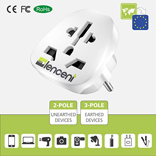 LENCENT 2x Adaptador Enchufe UK/Ingles/Reino Unido/US/Americano/Australia/Cina/Chino/China/Japonés/Suiza y así a Europeo Españal UE Schuko Universal Adapter Corriente de Viaje con Toma de Tierra