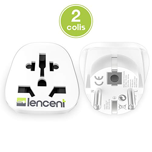 LENCENT 2x Adaptador Enchufe UK/Ingles/Reino Unido/US/Americano/Australia/Cina/Chino/China/Japonés/Suiza y así a Europeo Españal UE Schuko Universal Adapter Corriente de Viaje con Toma de Tierra LENCENT 2x Adaptador Enchufe UK/Ingles/Reino Unido/US/Americano/Australia/Cina/Chino/China/Japonés/Suiza y así a Europeo Españal UE Schuko Universal Adapter Corriente de Viaje con Toma de Tierra