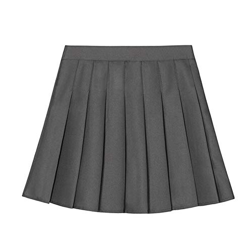 Lenfesh Mujeres de Cintura Alta Simple Plisada Falda Skater Directo Uniformes de la Escuela una línea Falda Mini Falda Casual Mini Skirt para Chica