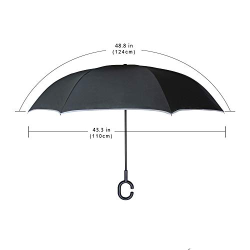 LENNEL Diseño de doble capa resistente al viento con asa en forma de C para remo, Papá Noel con tiras reflectantes de seguridad nocturna, paraguas invertidos y plegables. LENNEL Diseño de doble capa resistente al viento con asa en forma de C para remo, Papá Noel con tiras reflectantes de seguridad nocturna, paraguas invertidos y plegables.