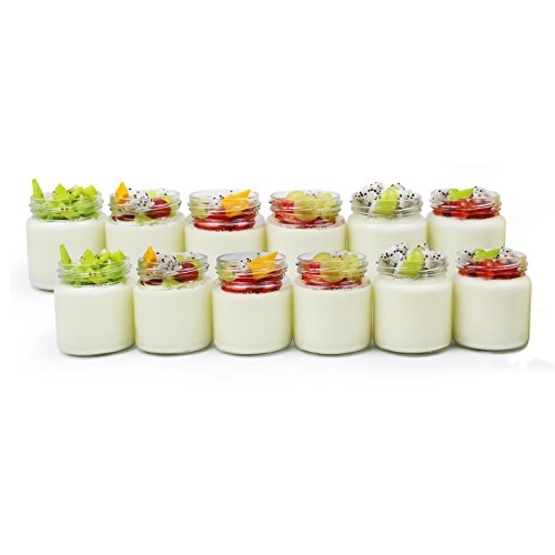 Leogreen - Yogurtera, Máquina para Yogur Natural y Saludable, 12 tarros, con el contador de tiempo, 30,6 x 25 x 12,4 cm, Blanco, Capacidad por frasco: 0,21 L, Ajuste del temporizador: 0-15 horas