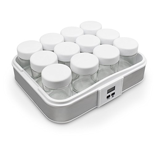 Leogreen - Yogurtera, Máquina para Yogur Natural y Saludable, 12 tarros, con el contador de tiempo, 30,6 x 25 x 12,4 cm, Blanco, Capacidad por frasco: 0,21 L, Ajuste del temporizador: 0-15 horas Leogreen - Yogurtera, Máquina para Yogur Natural y Saludable, 12 tarros, con el contador de tiempo, 30,6 x 25 x 12,4 cm, Blanco, Capacidad por frasco: 0,21 L, Ajuste del temporizador: 0-15 horas