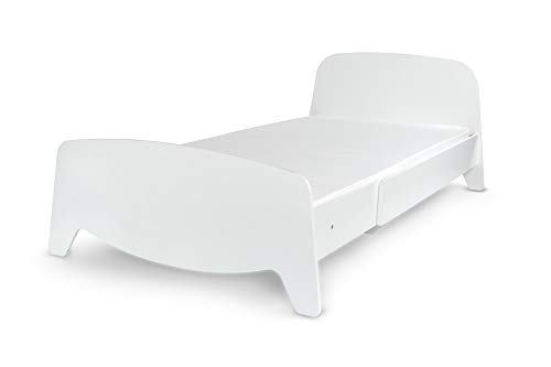 Leomark Cama con regulación del Largo - Sophia - el Estilo escandinavo, Moderno Dormitorio para Niños, 3 ajustes de Longitud, Espacio para Dormir: 200/90 (Colchón Espuma Cama Extensible 90x200 cm)