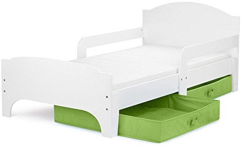 Leomark Smart Cama Infantil de Madera - Blanco- Marco de Cama, Colchón y Cajón, robustro Cómodo Dormitorio Impresa, Muebles para Niños, Espacio para Dormir: 140/70 cm