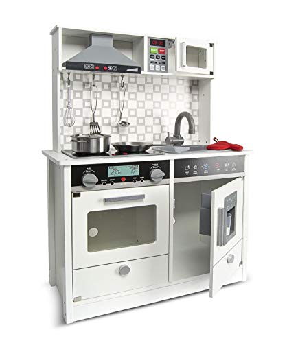 Leomark White Modern Cocina eléctrica Madera Infantil con Accesorios: Campana Extractora, microondas - Color Blanco - Juguete para Niños Efectos de Sonido de iluminación Dim: 65x30x94 (Altura) cm Leomark White Modern Cocina eléctrica Madera Infantil con Accesorios: Campana Extractora, microondas - Color Blanco - Juguete para Niños Efectos de Sonido de iluminación Dim: 65x30x94 (Altura) cm