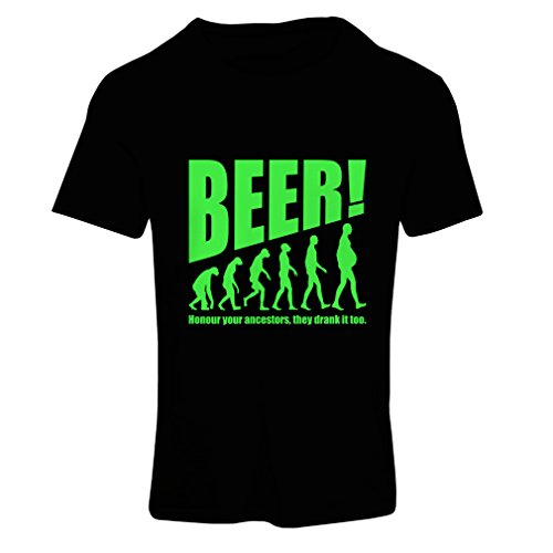 lepni.me Camiseta Mujer The Beervolution - Ideas Divertidas únicas sarcásticas del Regalo para los Amantes de la Cerveza, evolución de consumición (Large Negro Verde)