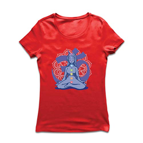 lepni.me Camiseta Mujer Yoga Meditación Namasté Asana Mandala Mente Cuerpo Alma (XX-Large Rojo Multicolor)