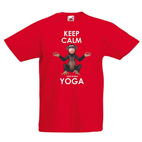 lepni.me Camiseta para Niño/Niña Mantenga la Calma y Haga Yoga Ashtanga Hatha Kundalini Yoga Prenatal (14-15 Years Rojo Multicolor)