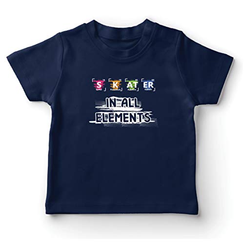 lepni.me Camiseta para Niño/Niña Patinador en Todos los Elementos Química Periódica de Mesa Deporte (14-15 Years Azul Oscuro Multicolor)