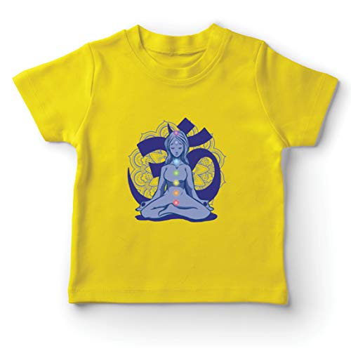 lepni.me Camiseta para Niño/Niña Yoga Meditación Namasté Asana Mandala Mente Cuerpo Alma (1-2 Years Amarillo Multicolor)