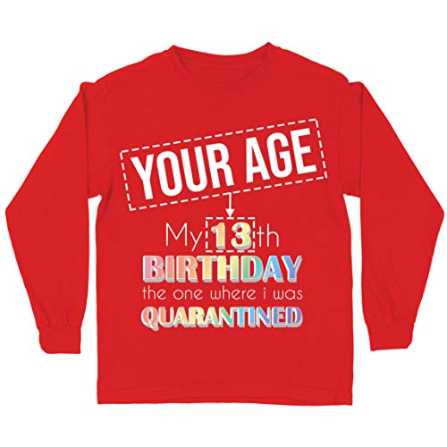 lepni.me Camiseta para Niños Distanciamiento Social 2021 Regalo de Feliz Cumpleaños de Cuarentena Personalizado (3-4 Years Rojo Multicolor)