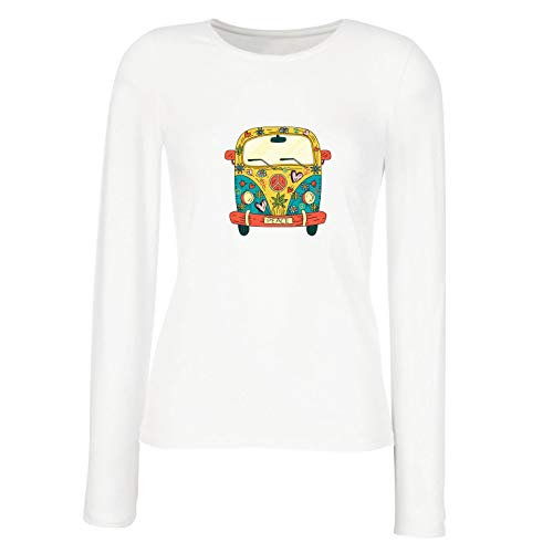 lepni.me Camisetas de Manga Larga para Mujer Años 60 70 Hippie Van, Flores, Amor, símbolo de Paz Libertad (XX-Large Blanco Multicolor) lepni.me Camisetas de Manga Larga para Mujer Años 60 70 Hippie Van, Flores, Amor, símbolo de Paz Libertad (XX-Large Blanco Multicolor)