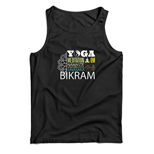 lepni.me Camisetas de Tirantes para Hombre Yoga Meditation Om Good Vibes Lotus Savasana Bikram (Small Negro Multicolor)