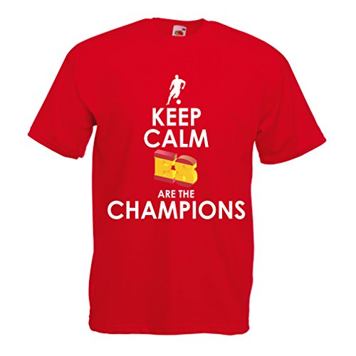 lepni.me Camisetas Hombre Españoles Son los campeones, Campeonato de Rusia 2018, Copa del Mundo - Equipo del fútbol de Camisa del admirador de España (Medium Rojo Multicolor)