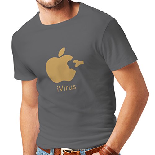 lepni.me Camisetas Hombre iVirus - Regalo Divertido del Amante de la Nueva tecnología (Large Grafito Oro)