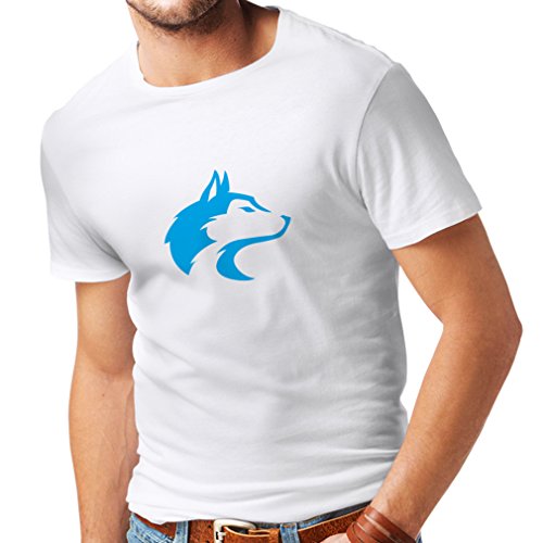 lepni.me Camisetas Hombre la Llamada del Lobo Salvaje - gráfico Genial con sentimiento Espiritual (Large Blanco Azul)
