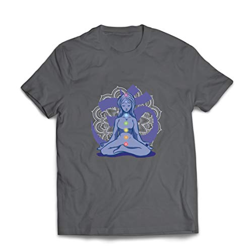 lepni.me Camisetas Hombre Yoga Meditación Namasté Asana Mandala Mente Cuerpo Alma (XX-Large Grafito Multicolor)