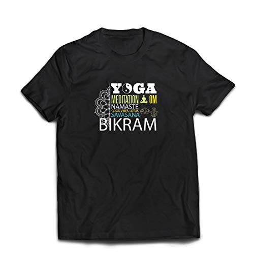 lepni.me Camisetas Hombre Yoga Meditation Om Good Vibes Lotus Savasana Bikram (Large Negro Multicolor)