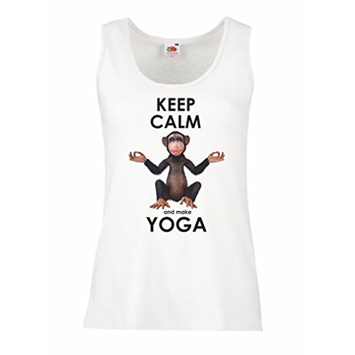 lepni.me Camisetas sin Mangas para Mujer Mantenga la Calma y Haga Yoga Ashtanga Hatha Kundalini Yoga Prenatal (X-Large Blanco Multicolor)