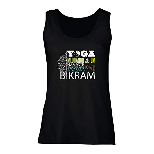 lepni.me Camisetas sin Mangas para Mujer Yoga Meditation Om Good Vibes Lotus Savasana Bikram (Medium Negro Multicolor)