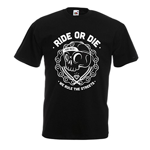 lepni.me N4611 Camiseta Ride or Die (X-Large Negro Multicolor)